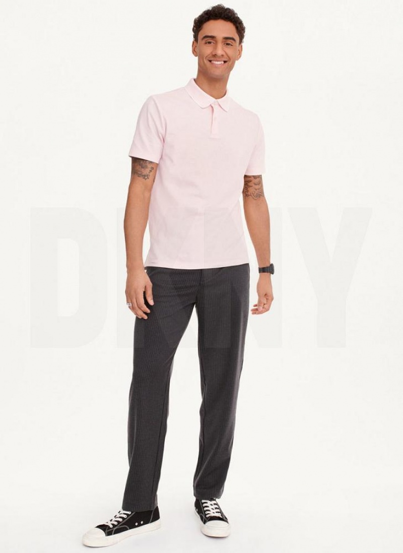 Pink DKNY Core Pima Cotton Pique Men's Polo Shirts | USA-D1909
