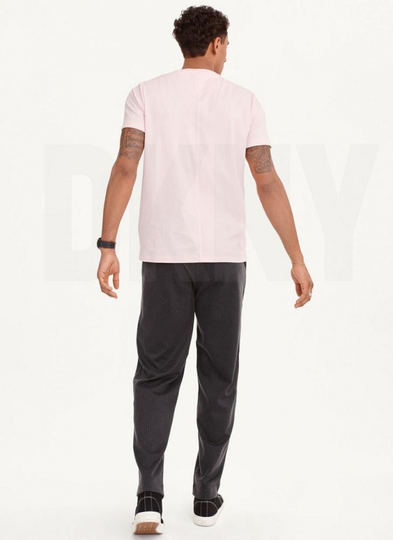 Pink DKNY Cotton Poly Pique Men's T Shirts | USA-D0862