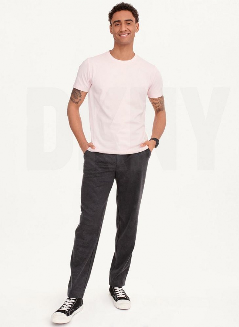 Pink DKNY Cotton Poly Pique Men's T Shirts | USA-D0862
