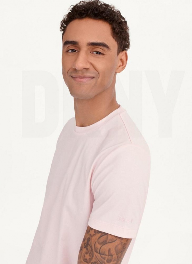 Pink DKNY Cotton Poly Pique Men's T Shirts | USA-D0862