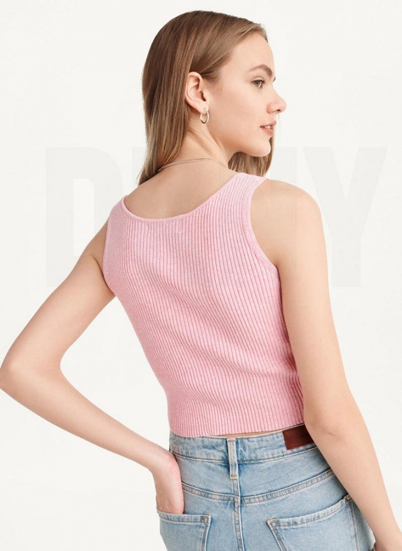 Pink DKNY Cropped Women's Tank Tops | USA-D1916