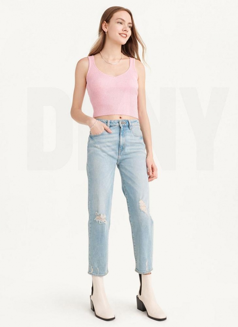 Pink DKNY Cropped Women's Tank Tops | USA-D1916