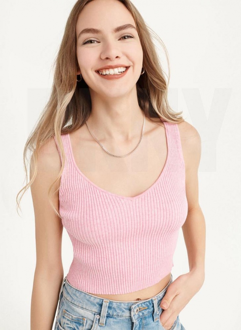 Pink DKNY Cropped Women\'s Tank Tops | USA-D1916
