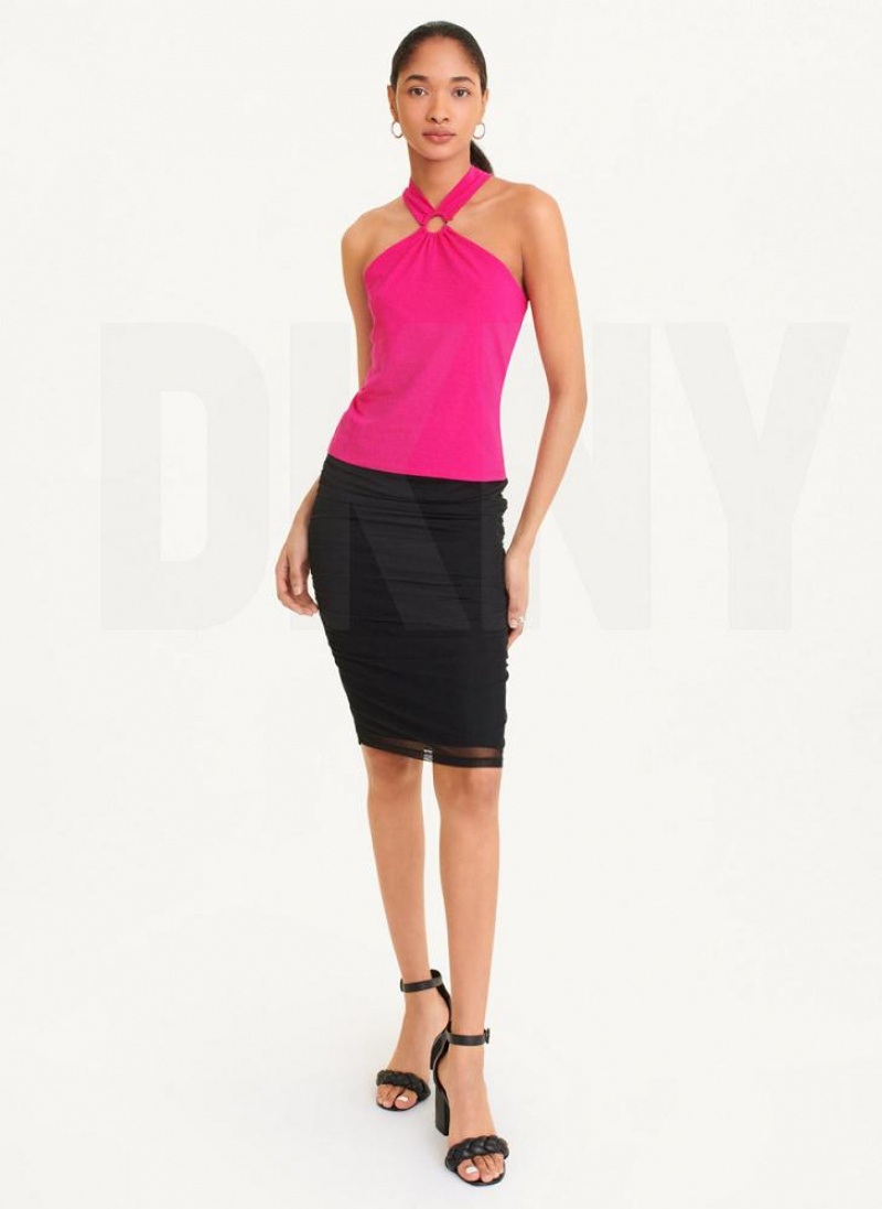 Pink DKNY Crossover Women's Tank Tops | USA-D1302