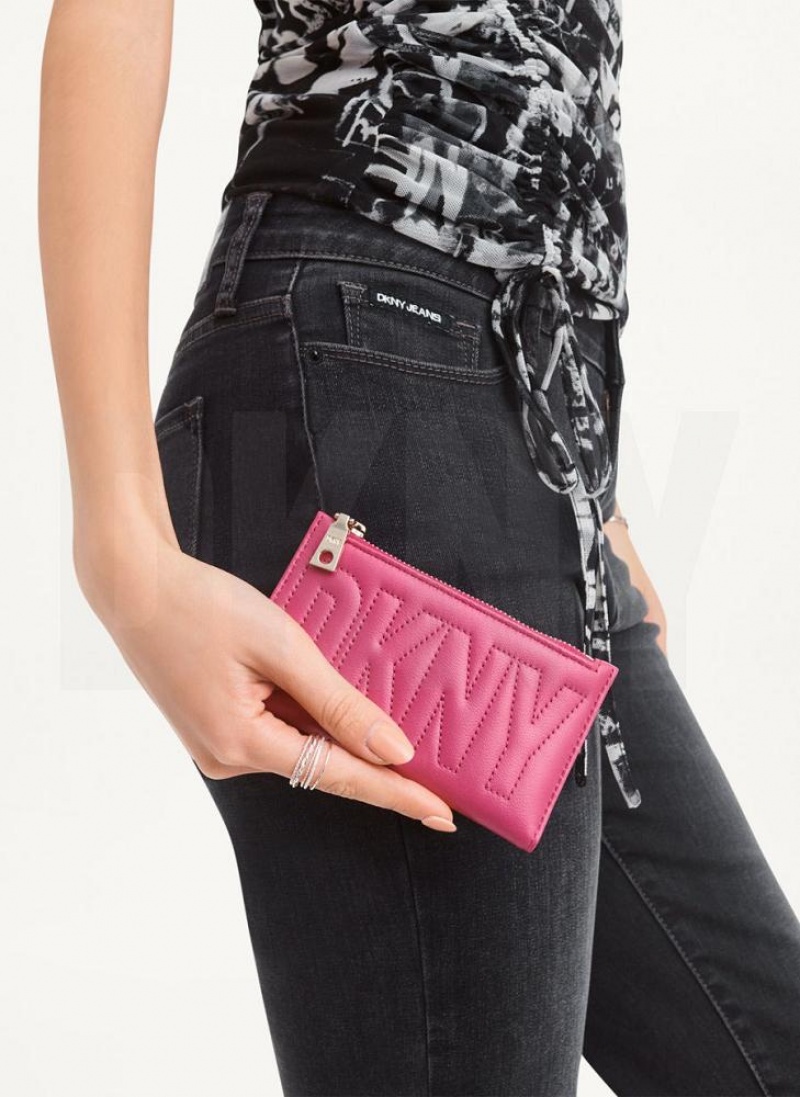 Pink DKNY Elsa Bifold Card Holder Bags Wallets | USA-D0334