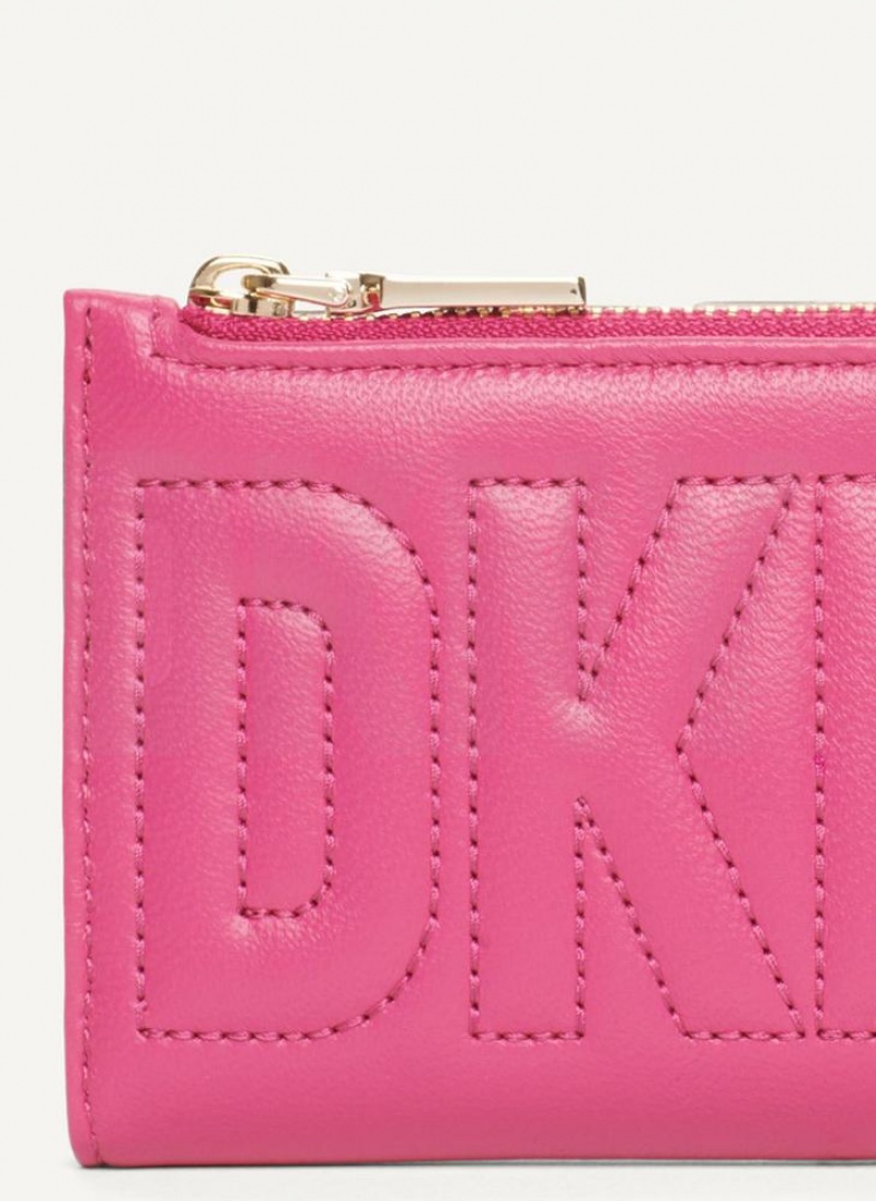 Pink DKNY Elsa Bifold Card Holder Bags Wallets | USA-D0334