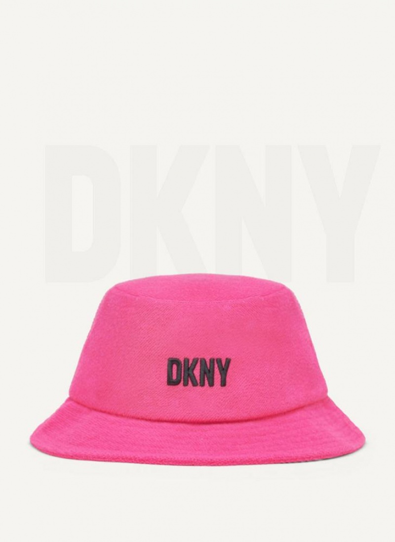 Pink DKNY French Terry Bucket Women\'s Hats | USA-D1348
