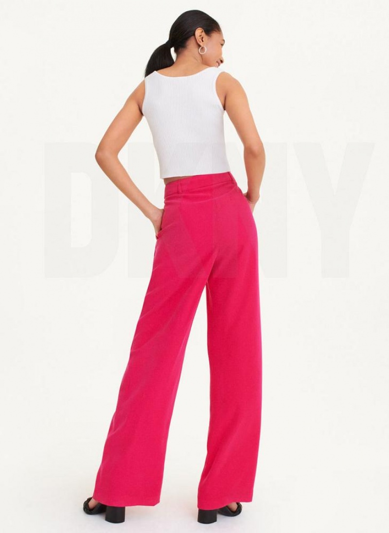 Pink DKNY Frosted Twill Women's Pants | USA-D0792