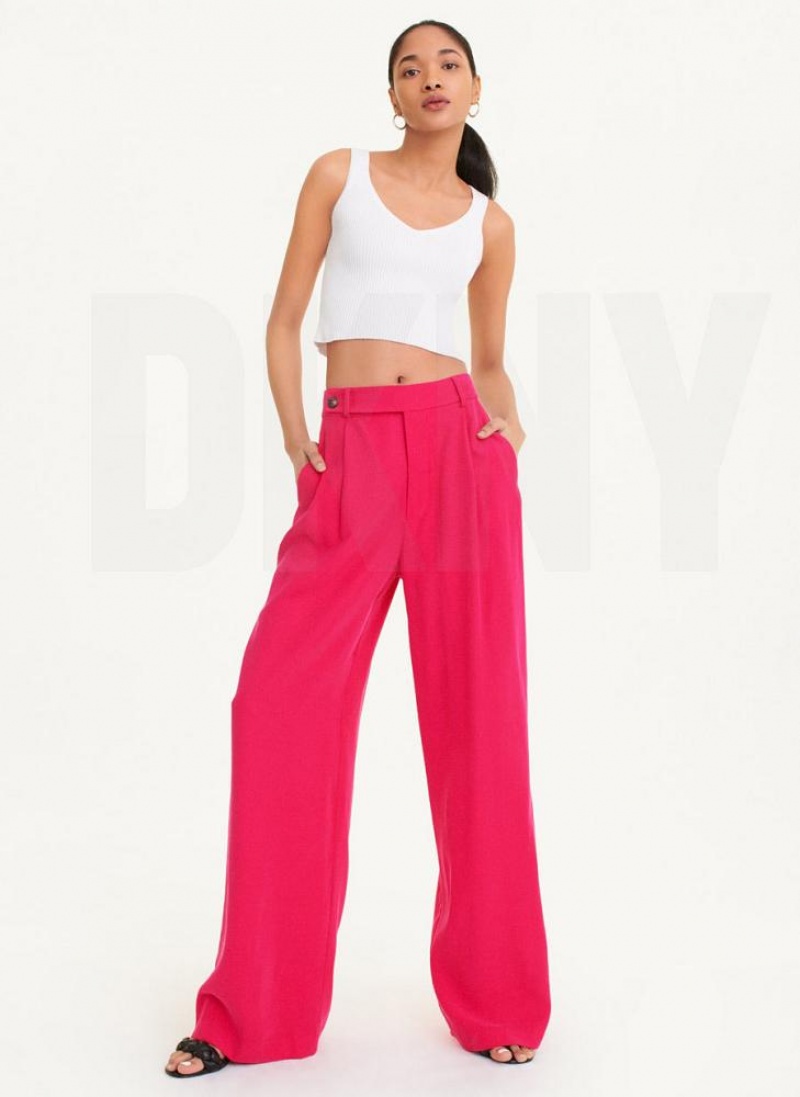 Pink DKNY Frosted Twill Women's Pants | USA-D0792