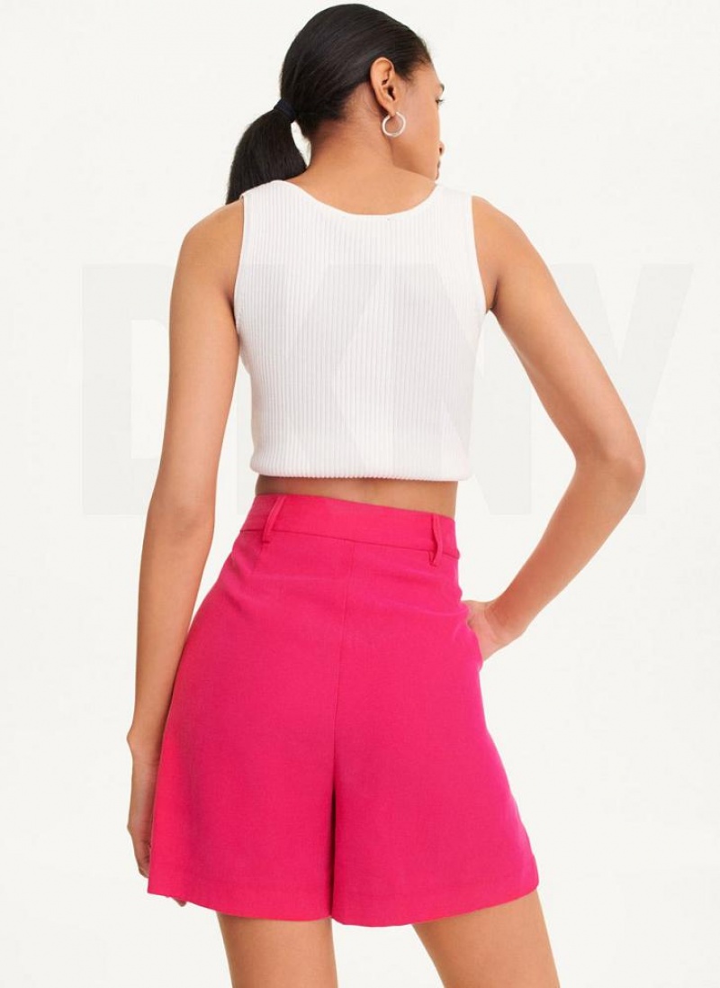 Pink DKNY Frosted Twill Women's Shorts | USA-D0946