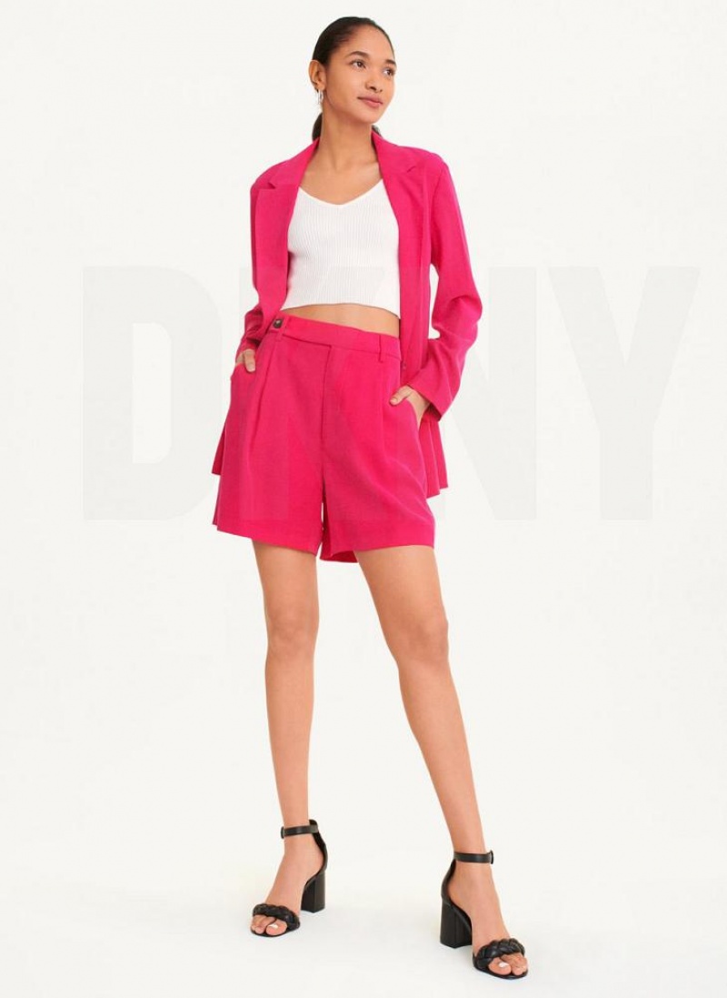 Pink DKNY Frosted Twill Women's Shorts | USA-D0946