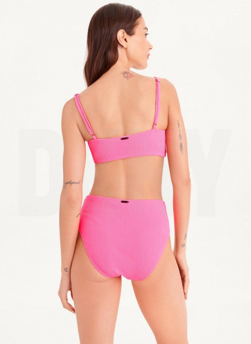 Pink DKNY High Waisted Women's Bikini Bottom | USA-D1276