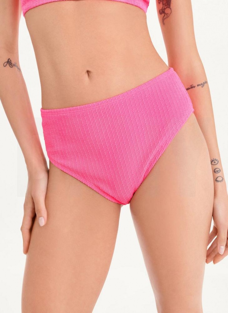 Pink DKNY High Waisted Women\'s Bikini Bottom | USA-D1276