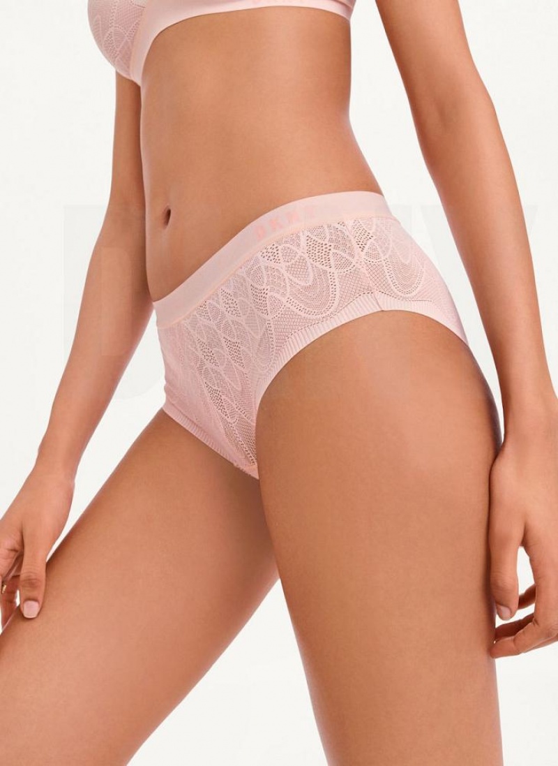 Pink DKNY Lace Comfort Hipster Women's Panties | USA-D0453