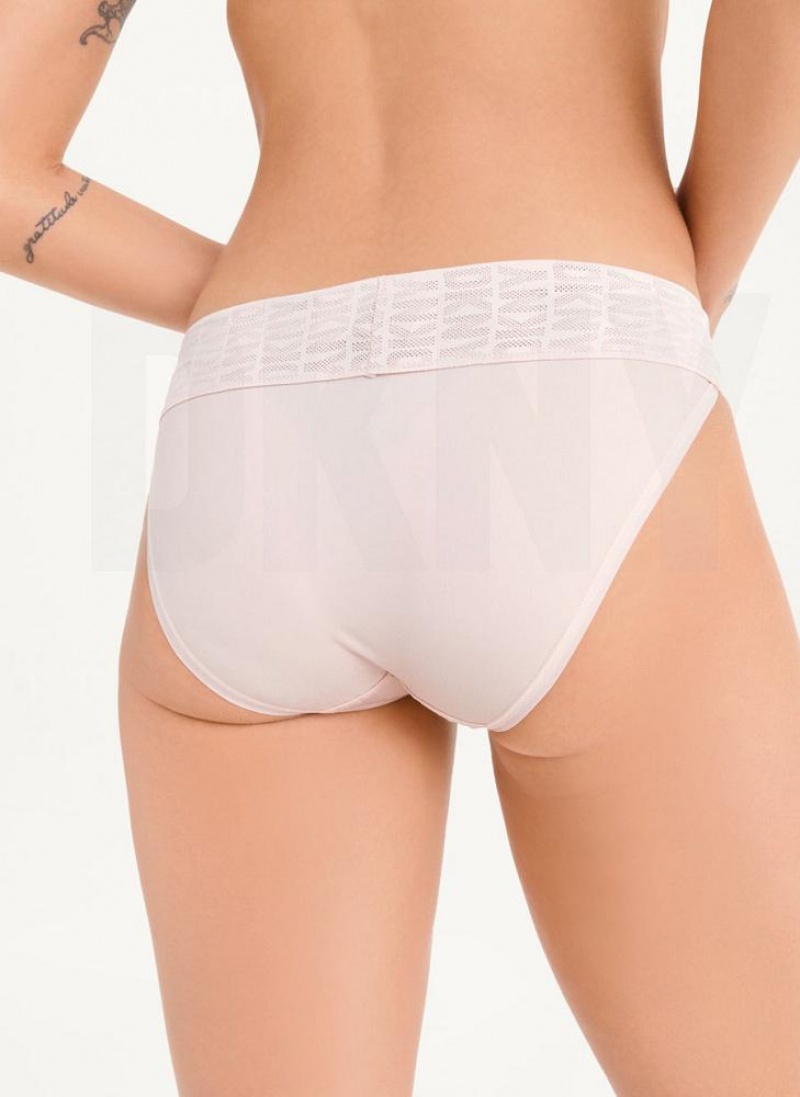 Pink DKNY Logo Waistband Stretch Bikini Women's Panties | USA-D1014