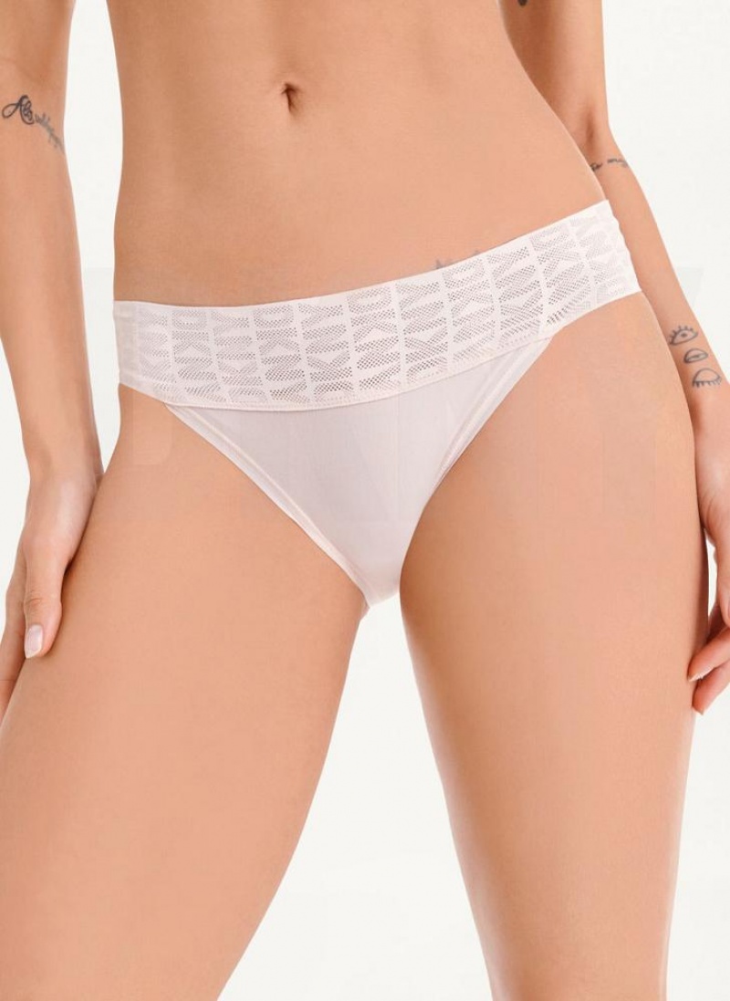 Pink DKNY Logo Waistband Stretch Bikini Women\'s Panties | USA-D1014