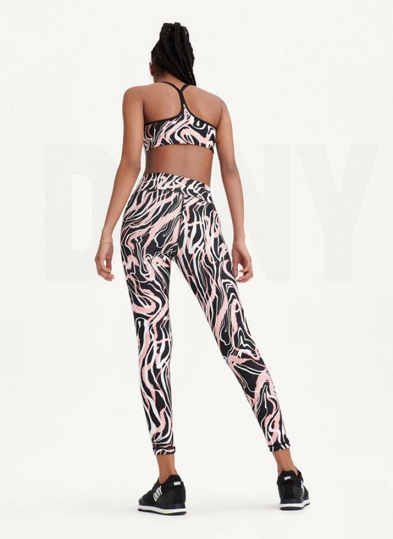 Pink DKNY Marble Swirl Print High Waist Women's Leggings | USA-D0472