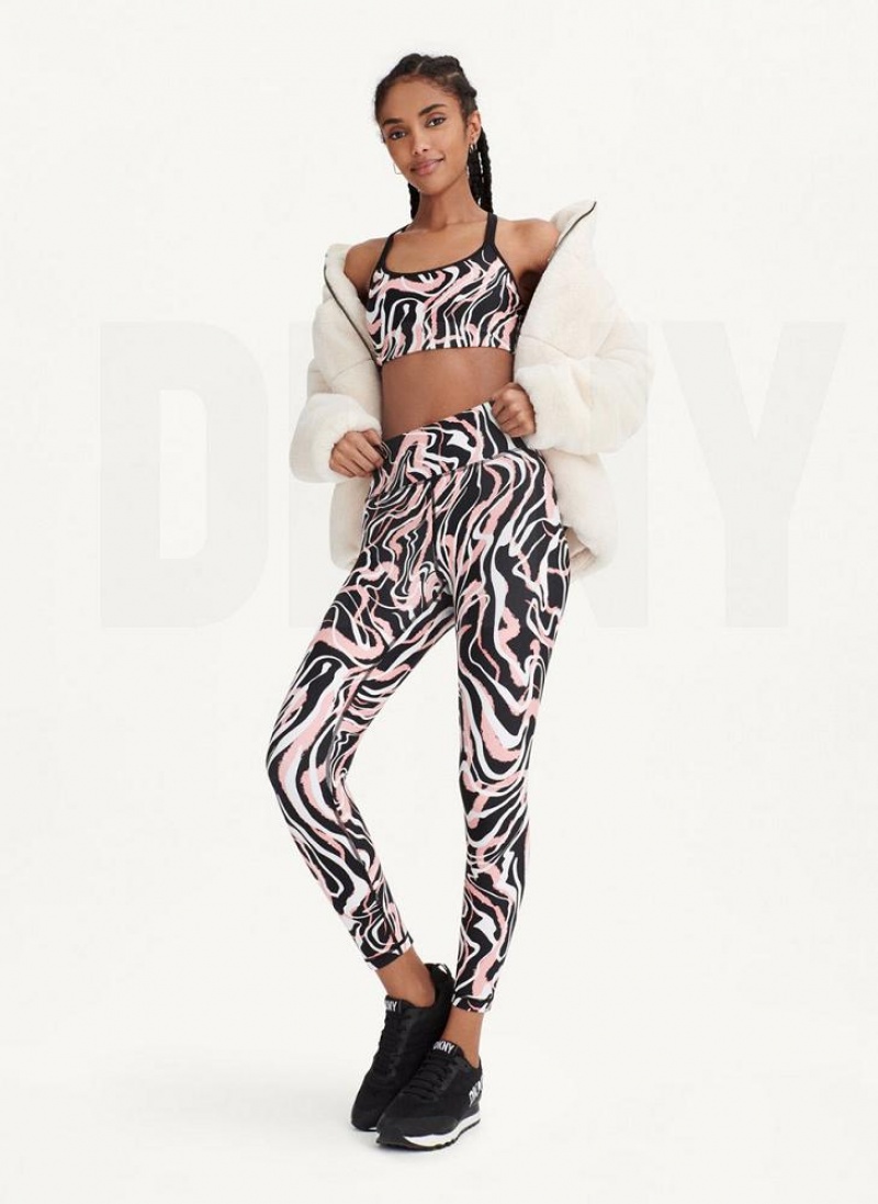 Pink DKNY Marble Swirl Print High Waist Women's Leggings | USA-D0472