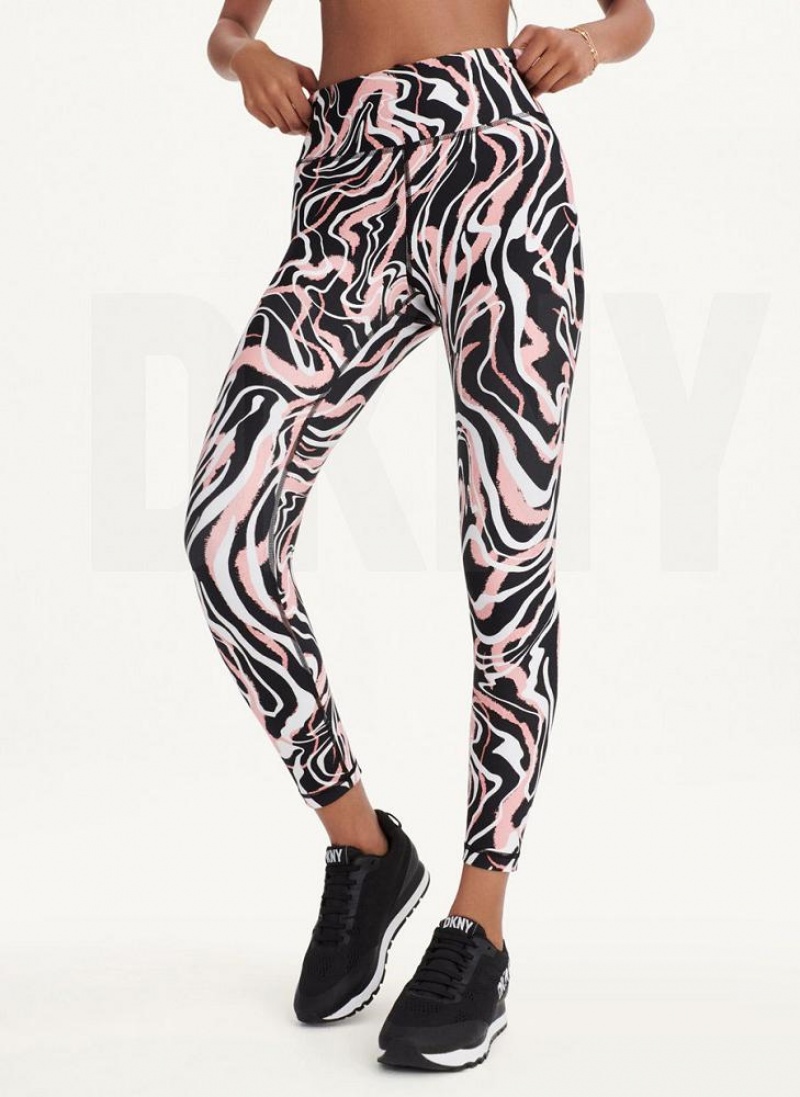 Pink DKNY Marble Swirl Print High Waist Women's Leggings | USA-D0472