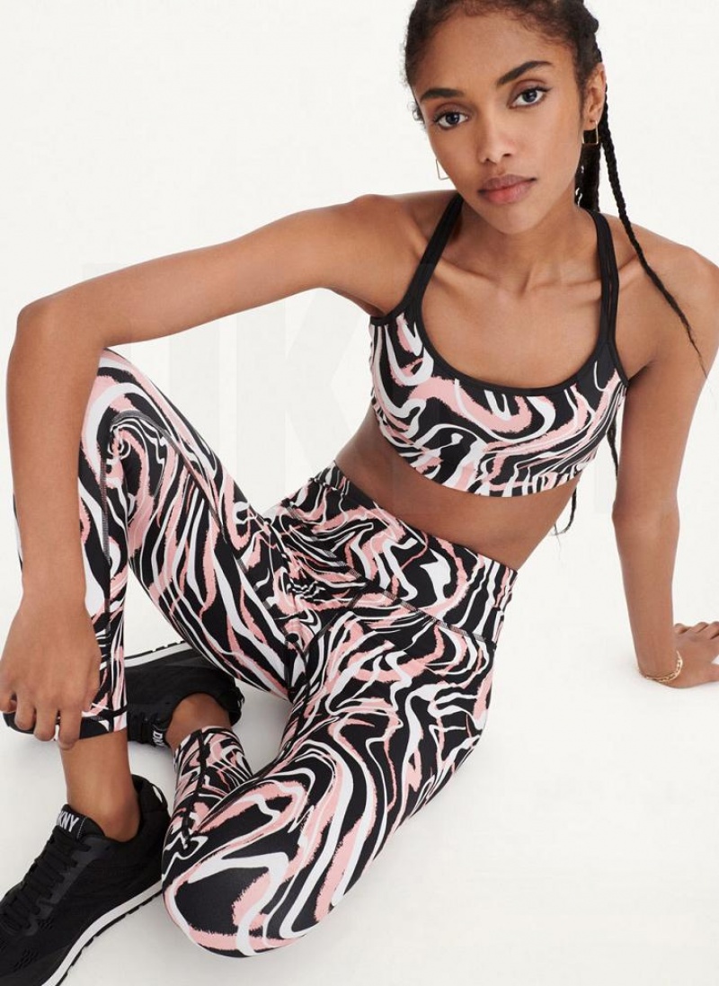 Pink DKNY Marble Swirl Print High Waist Women's Leggings | USA-D0472