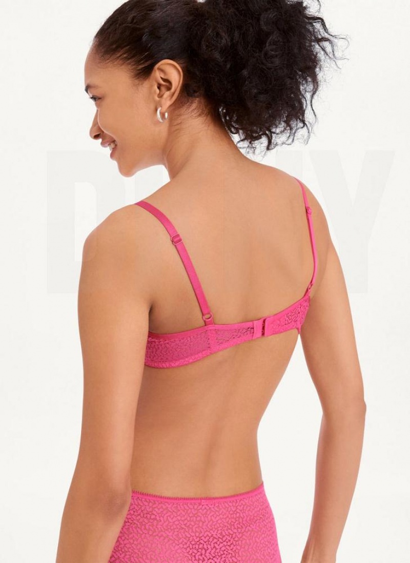 Pink DKNY Modern Lace Demi Women's Bras | USA-D0887
