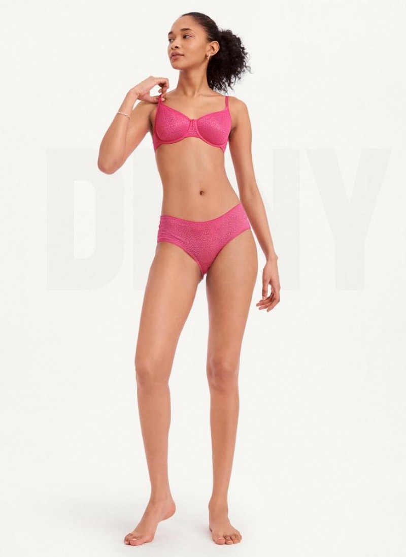 Pink DKNY Modern Lace Demi Women's Bras | USA-D0887