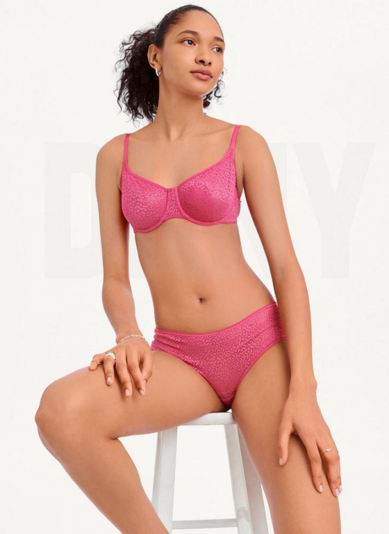 Pink DKNY Modern Lace Hipster Women's Panties | USA-D1642