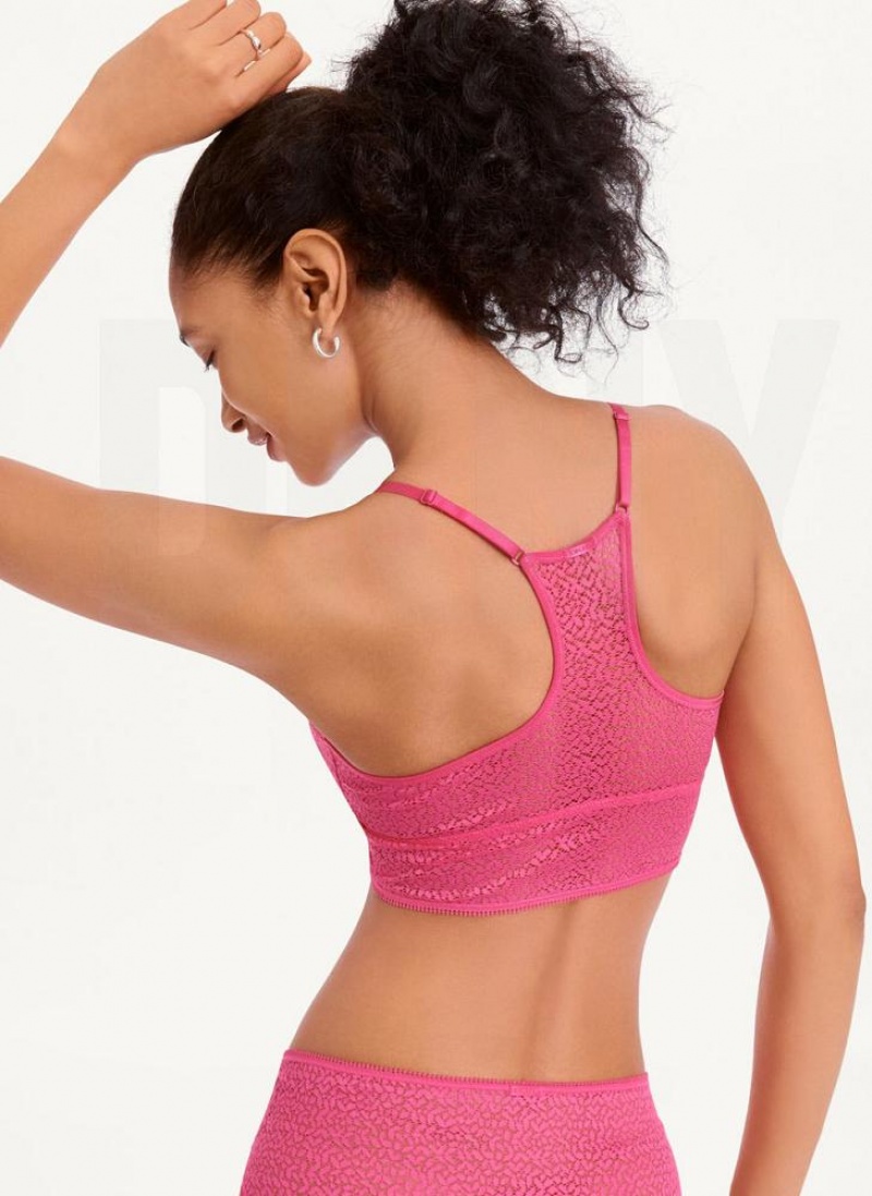 Pink DKNY Modern Lace Longline Racerback Women's Bralette | USA-D0675