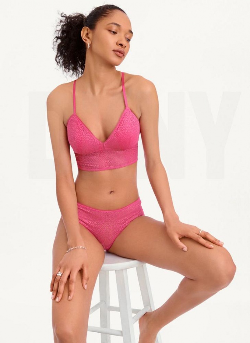 Pink DKNY Modern Lace Longline Racerback Women's Bralette | USA-D0675