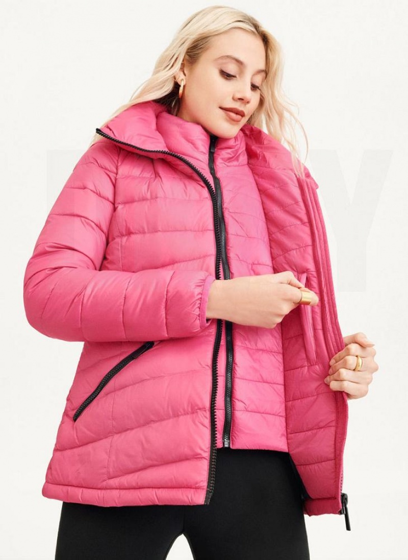 Pink DKNY Packable Women's Puffer Jacket | USA-D1847