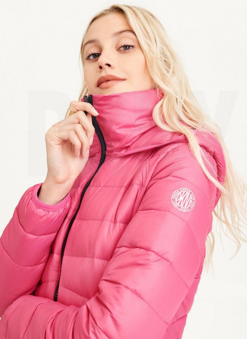 Pink DKNY Packable Women's Puffer Jacket | USA-D1847