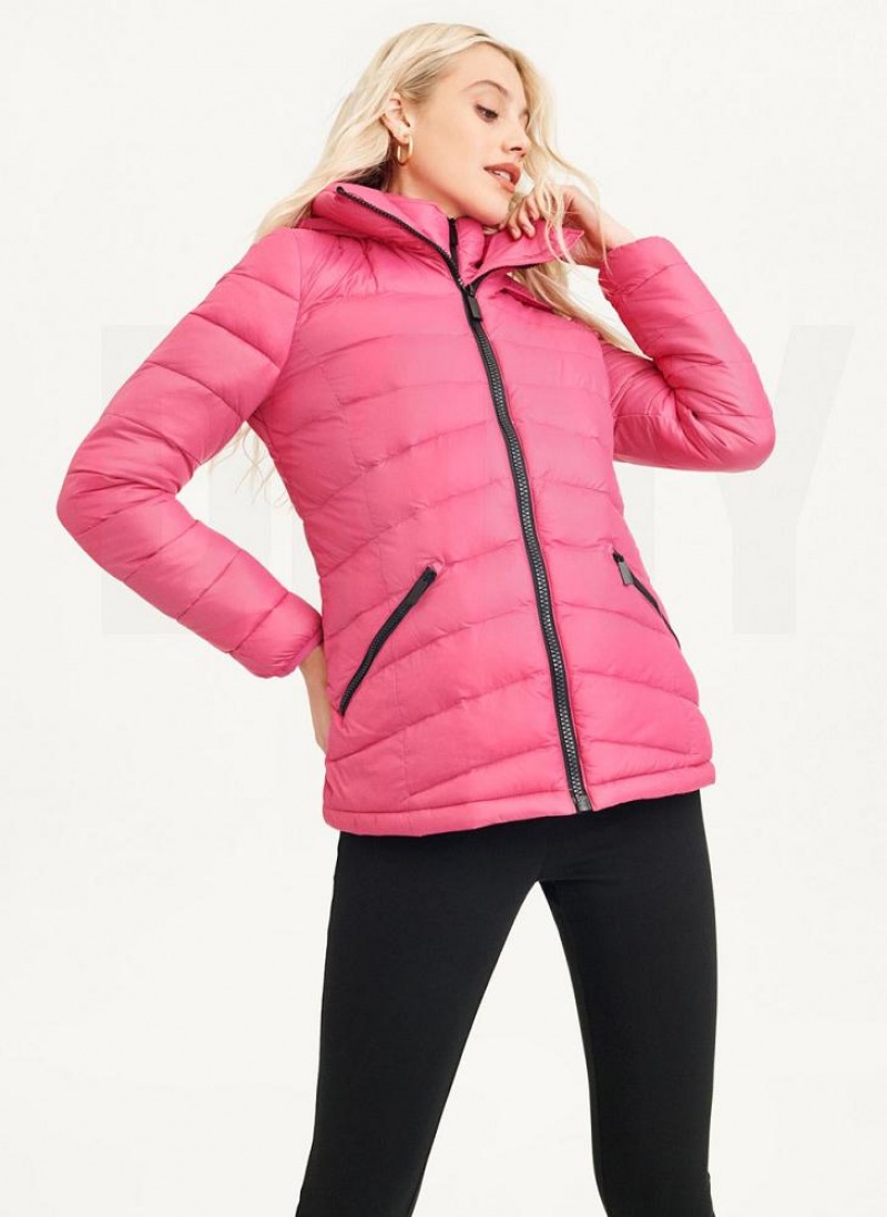 Pink DKNY Packable Women\'s Puffer Jacket | USA-D1847
