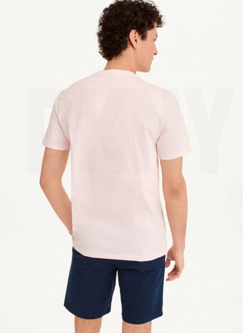Pink DKNY Polaroid Pic Men's T Shirts | USA-D1108