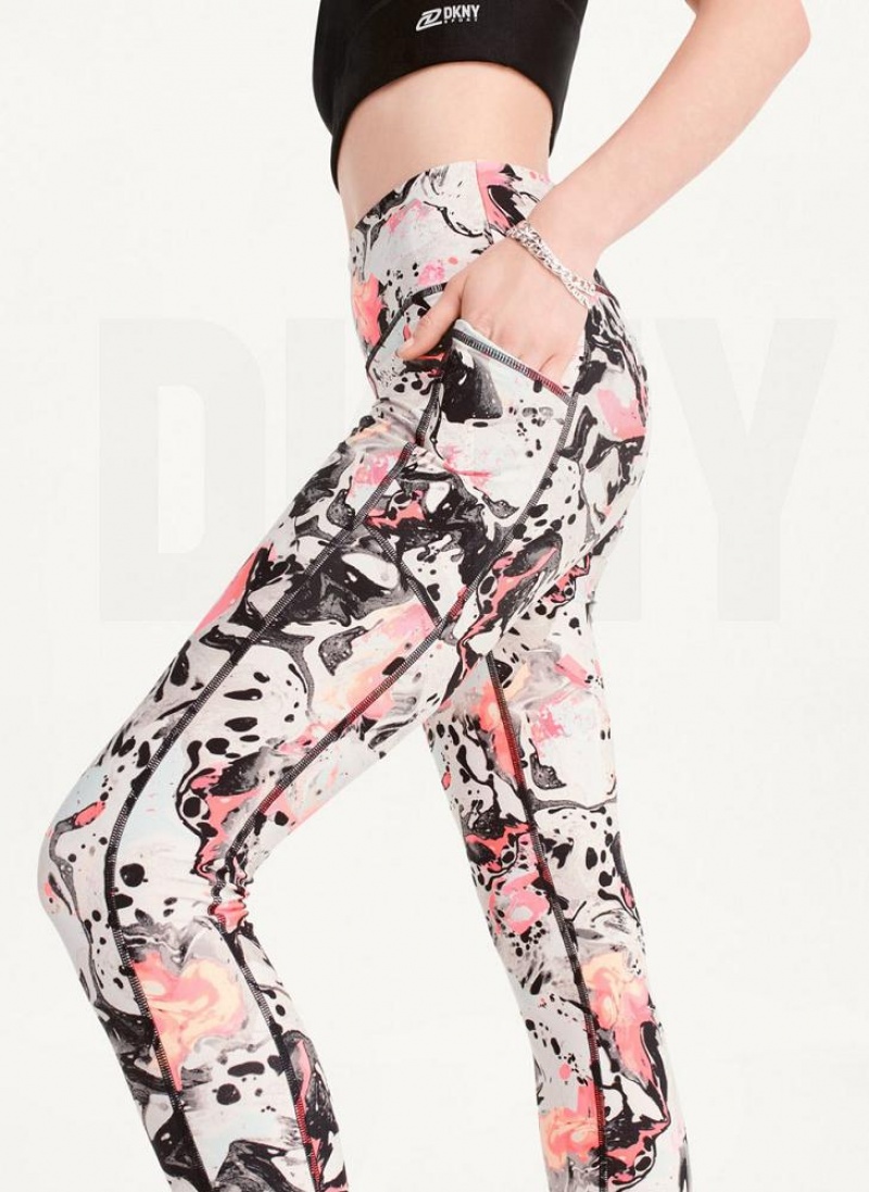 Pink DKNY Printed Women's Leggings | USA-D1950