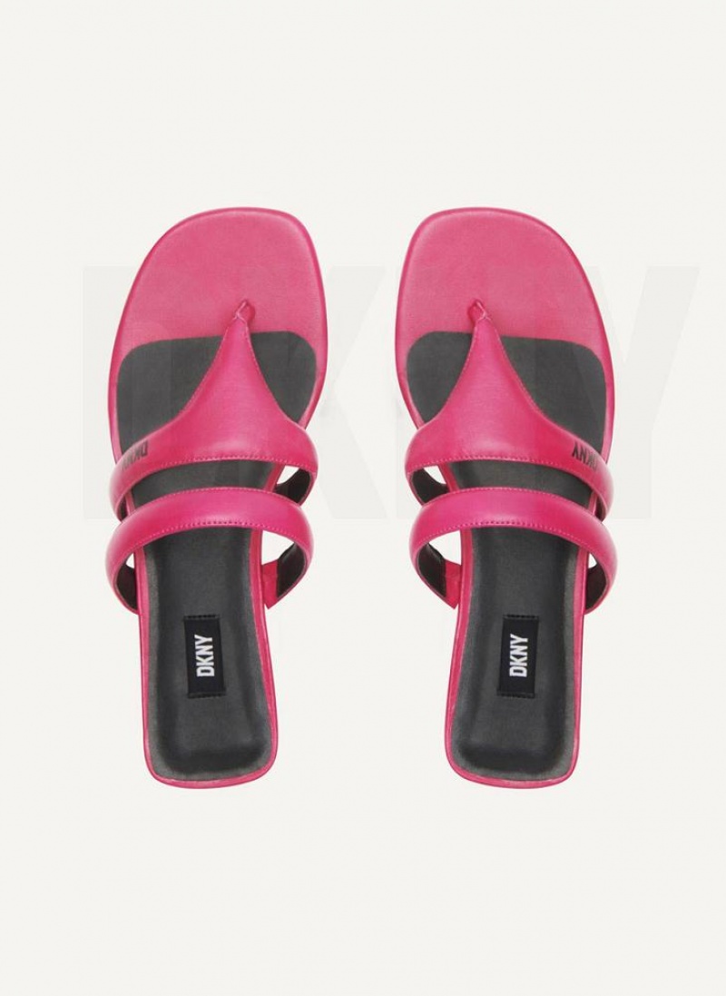 Pink DKNY Puffy Strap Thong Shoes Flip Flops | USA-D0656