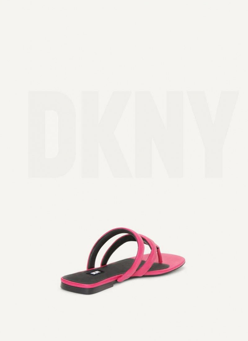 Pink DKNY Puffy Strap Thong Shoes Flip Flops | USA-D0656