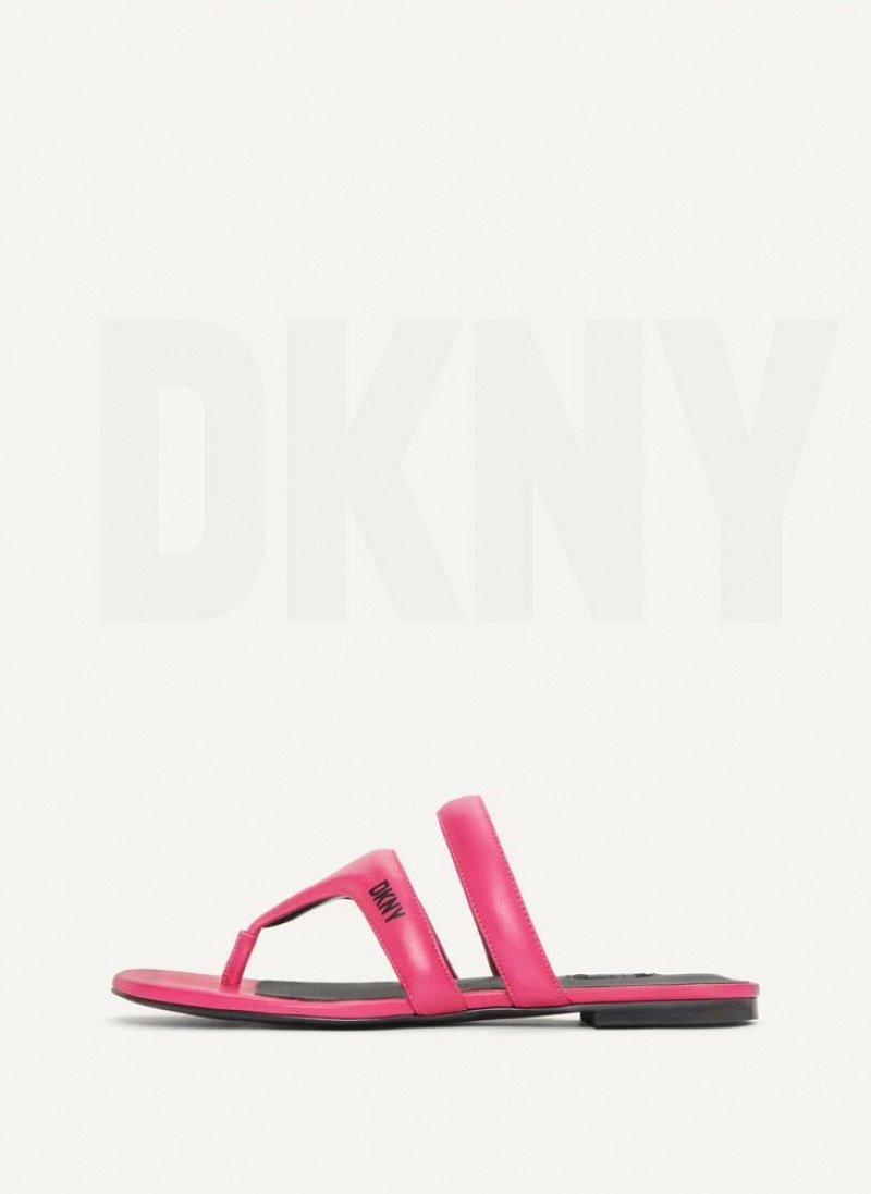 Pink DKNY Puffy Strap Thong Shoes Flip Flops | USA-D0656