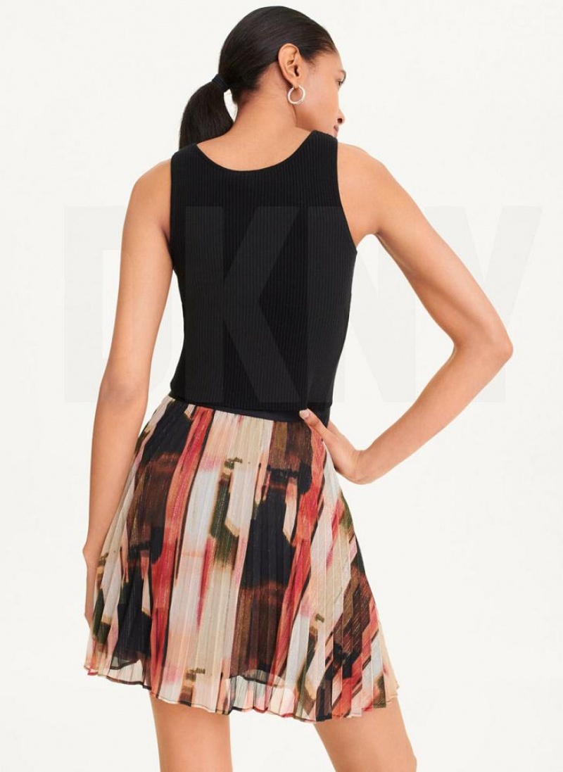 Pink DKNY Pull On Prnt Chiffon Women's Skirts | USA-D0465