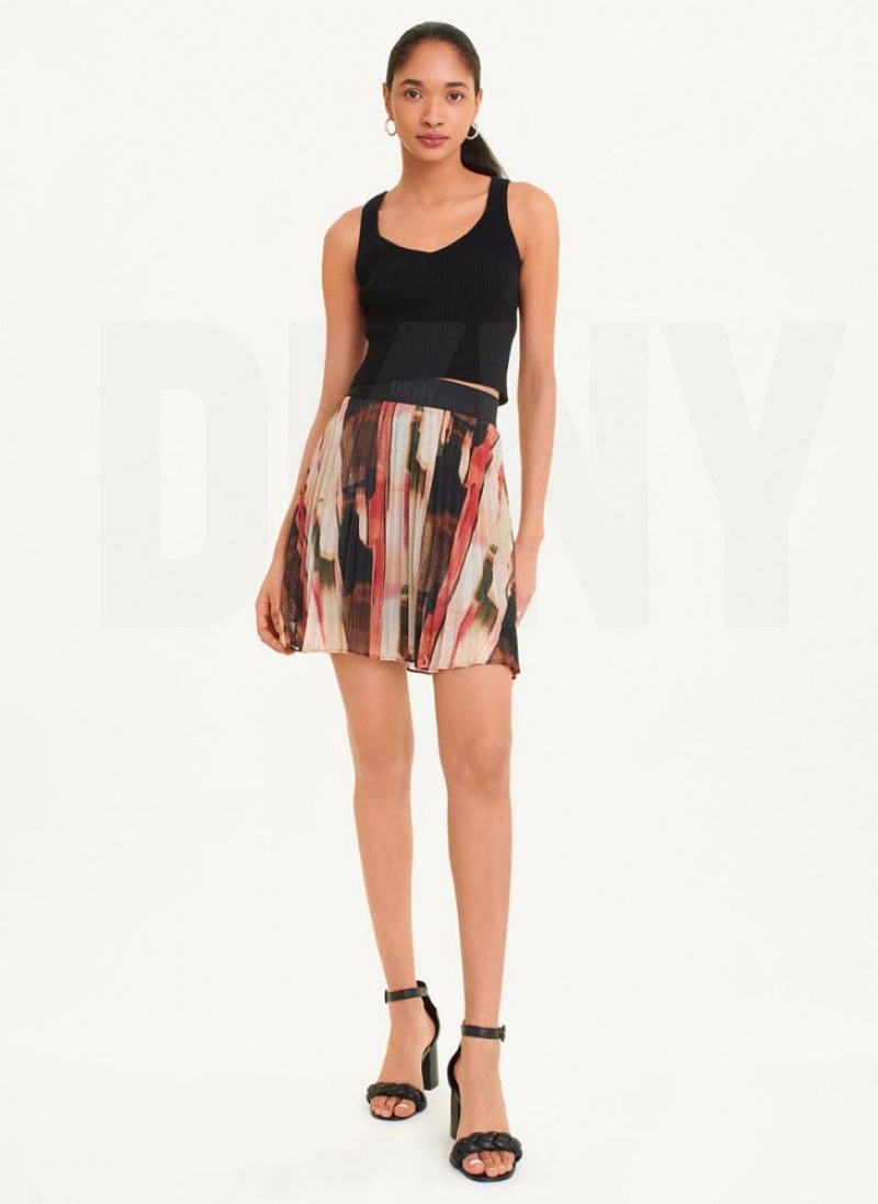 Pink DKNY Pull On Prnt Chiffon Women's Skirts | USA-D0465