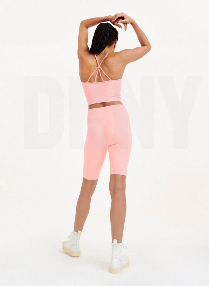 Pink DKNY Rib Knit Biker Women's Shorts | USA-D1889