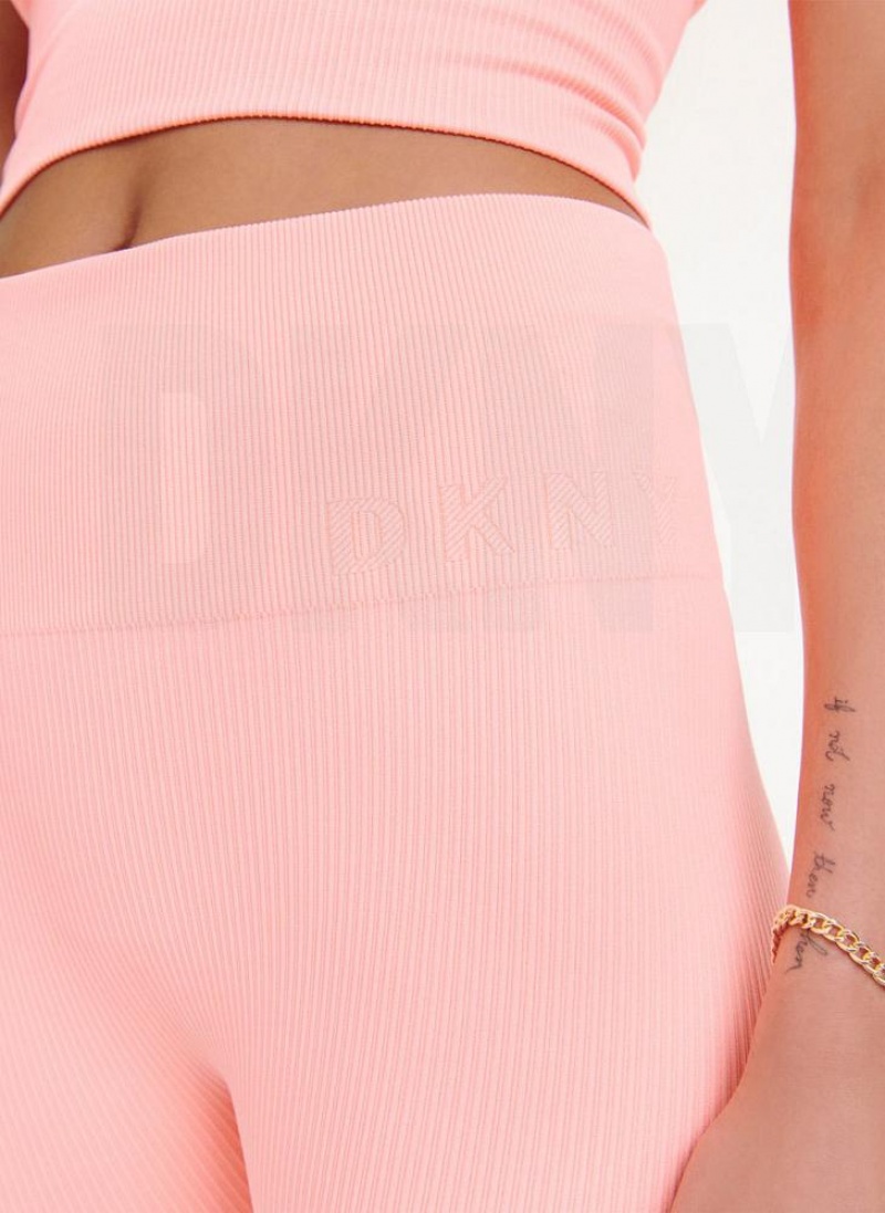 Pink DKNY Rib Knit Biker Women's Shorts | USA-D1889