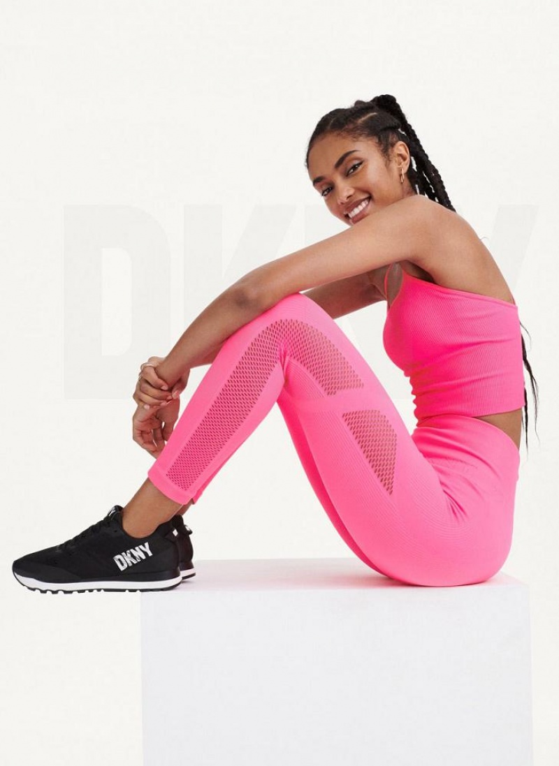 Pink DKNY Rib Knit High Waisted Seamless Women's Leggings | USA-D1960