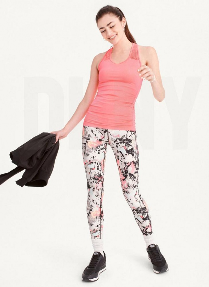 Pink DKNY Seamless Racerback Ruched Women's Tank Tops | USA-D0452
