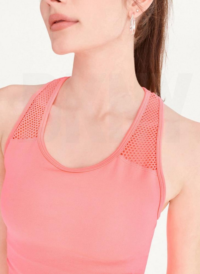 Pink DKNY Seamless Racerback Ruched Women's Tank Tops | USA-D0452