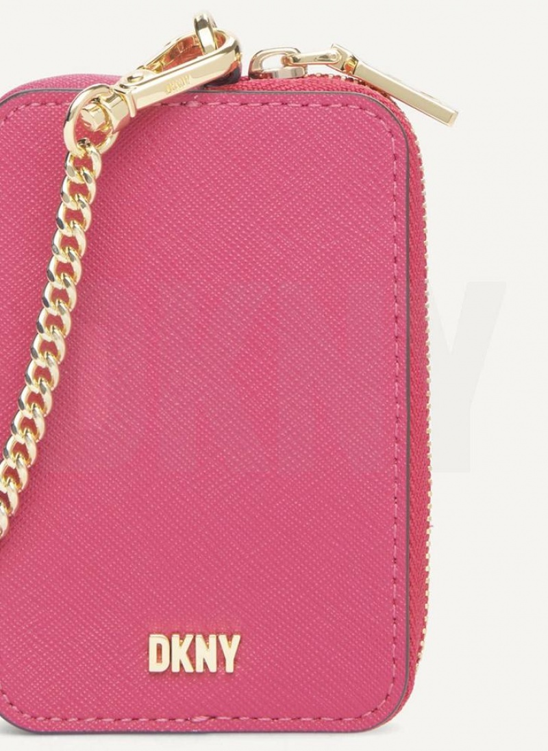 Pink DKNY Sidney Card Pouch Bags Wallets | USA-D0967