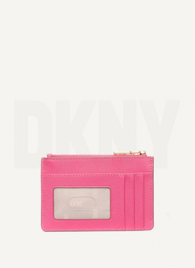 Pink DKNY Sidney Key Card Case Bags Wallets | USA-D1273