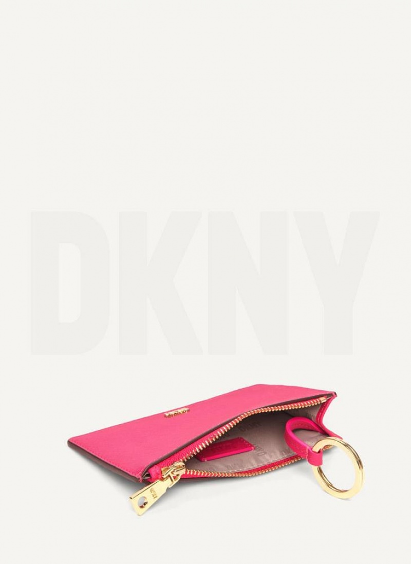 Pink DKNY Sidney Key Card Case Bags Wallets | USA-D1273