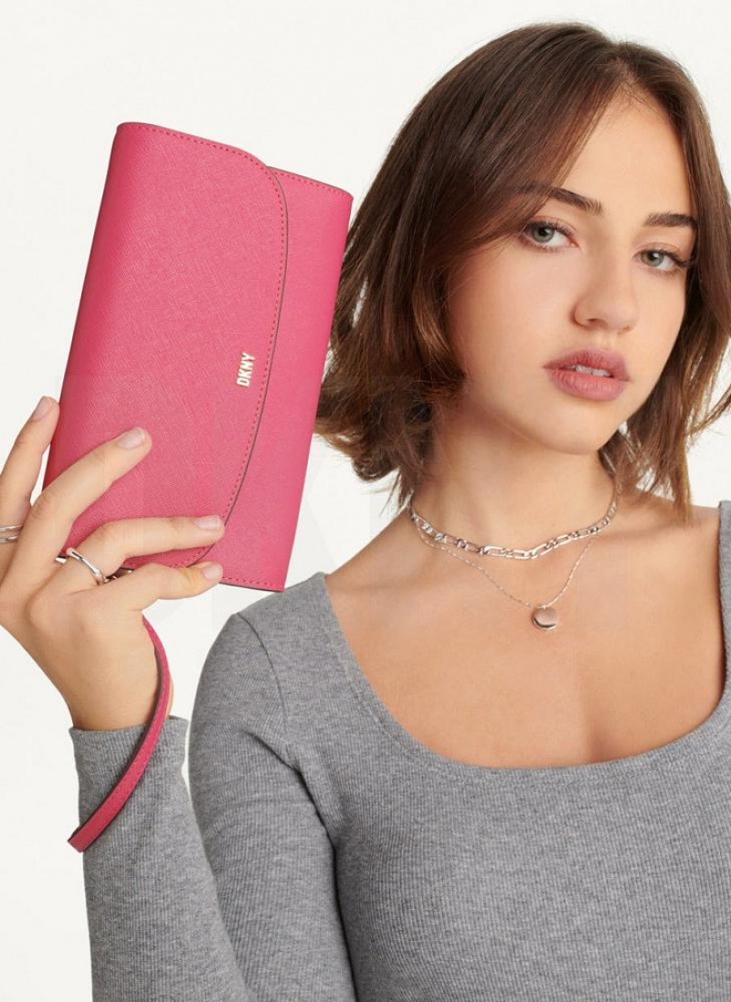 Pink DKNY Sidney On A Chain Bags Wallets | USA-D1439