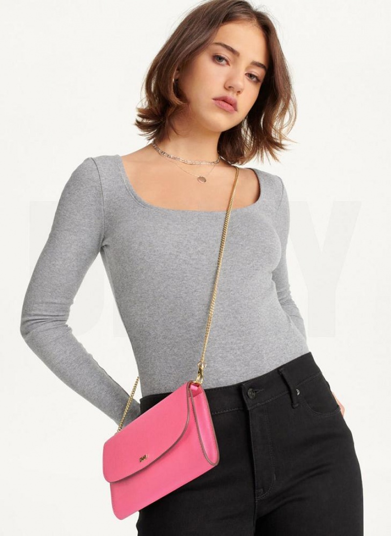 Pink DKNY Sidney On A Chain Bags Wallets | USA-D1439