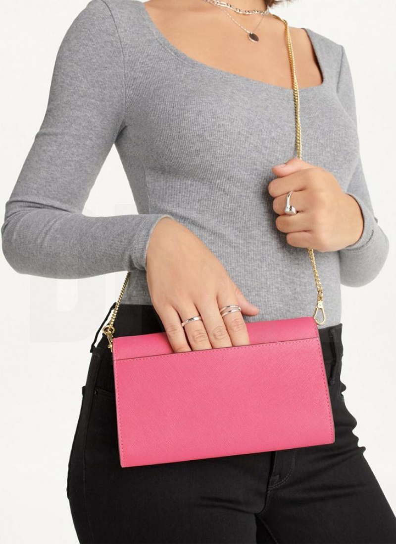 Pink DKNY Sidney On A Chain Bags Wallets | USA-D1439